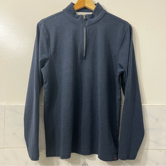 Faherty Huckberry Men’s M Blue 1/4 Zip Cotton Pullover Sweater Casual Minimalist - Picture 1 of 8